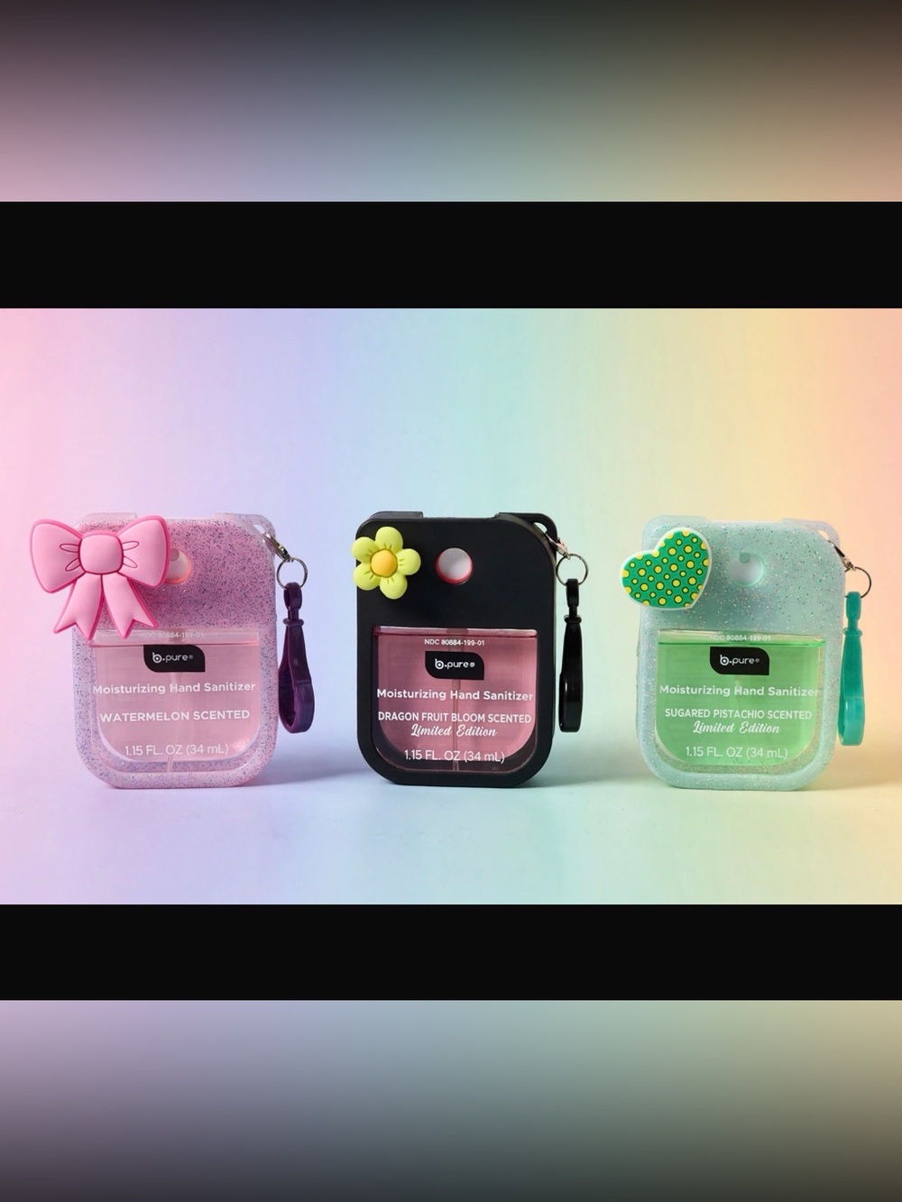 B.pure Hand Sanitizer Case with Pink Sanitizer - Dragon Fruit Bloom